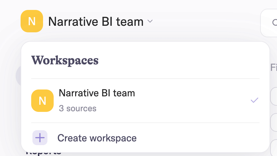Workspaces menu