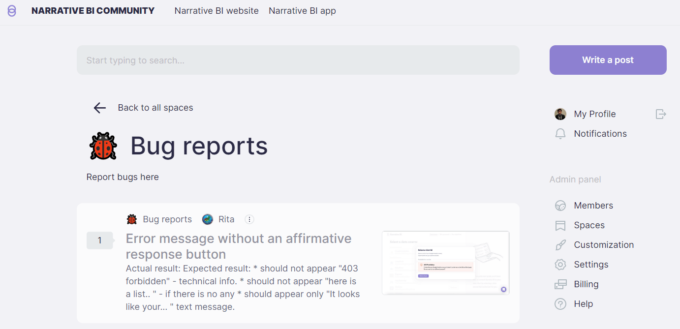 Bug reports